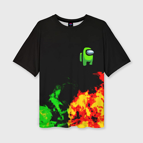 Женская футболка оверсайз Амонг ас огненная текстура / 3D-принт – фото 1