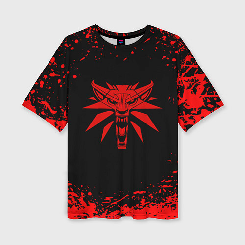 Женская футболка оверсайз Ведьмак красные краски / 3D-принт – фото 1