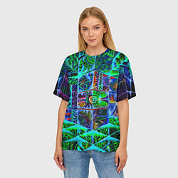 Футболка оверсайз женская Психоделика узор кислотный, цвет: 3D-принт — фото 2