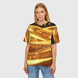 Футболка оверсайз женская Золотая ткань с блестками, цвет: 3D-принт — фото 2