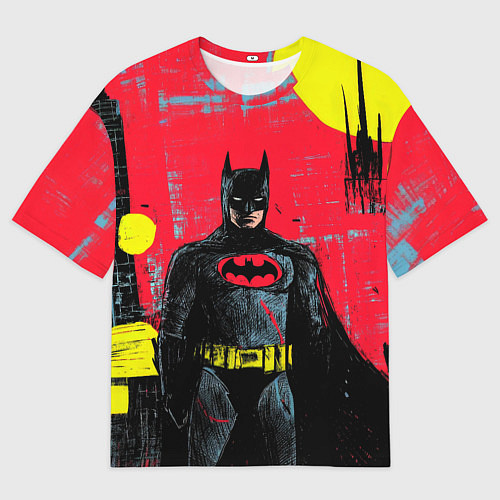 Женская футболка оверсайз Бэтмен красками / 3D-принт – фото 1