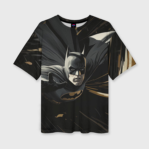Женская футболка оверсайз Бэтмен черный плащ / 3D-принт – фото 1