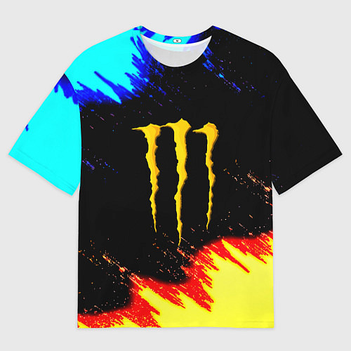 Женская футболка оверсайз Monster energy огненные краски / 3D-принт – фото 1