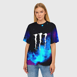 Футболка оверсайз женская Monster energy космос, цвет: 3D-принт — фото 2