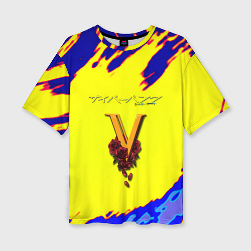 Женская футболка оверсайз Cyberpunk краски неоновые / 3D-принт – фото 1