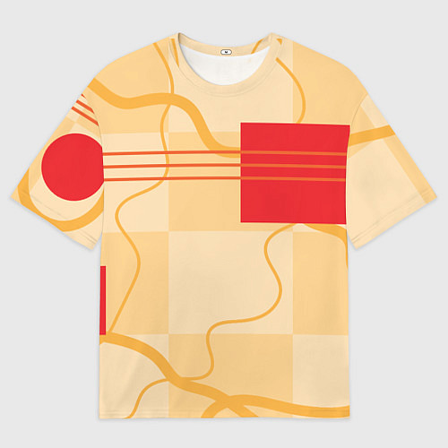 Женская футболка оверсайз Геометрические фигуры и полосы / 3D-принт – фото 1