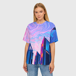 Футболка оверсайз женская Абстракция с небоскребами, цвет: 3D-принт — фото 2