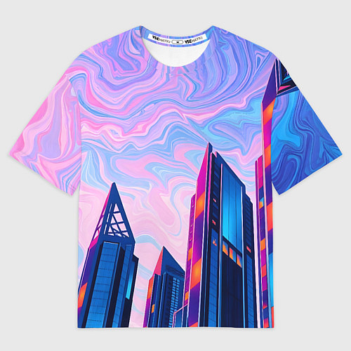 Женская футболка оверсайз Абстракция с небоскребами / 3D-принт – фото 1