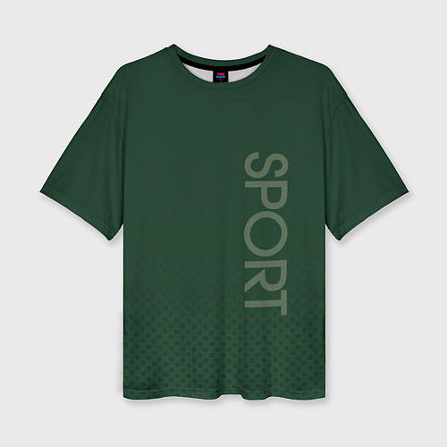 Женская футболка оверсайз Sport тёмно-зелёный текстурный / 3D-принт – фото 1