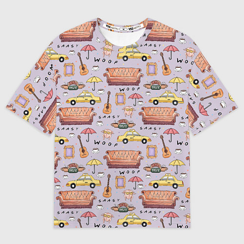 Женская футболка оверсайз Друзья - паттерн / 3D-принт – фото 1