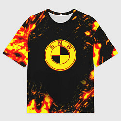 Футболка оверсайз женская BMW огненные краски, цвет: 3D-принт