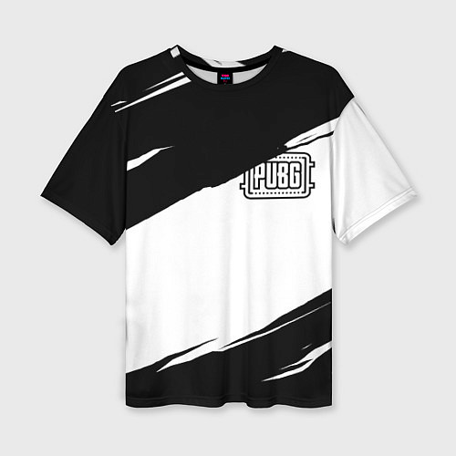 Женская футболка оверсайз PUBG черно белые краски / 3D-принт – фото 1
