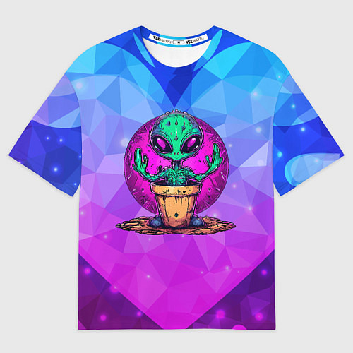 Женская футболка оверсайз Кактус в виде инопланетянина / 3D-принт – фото 1