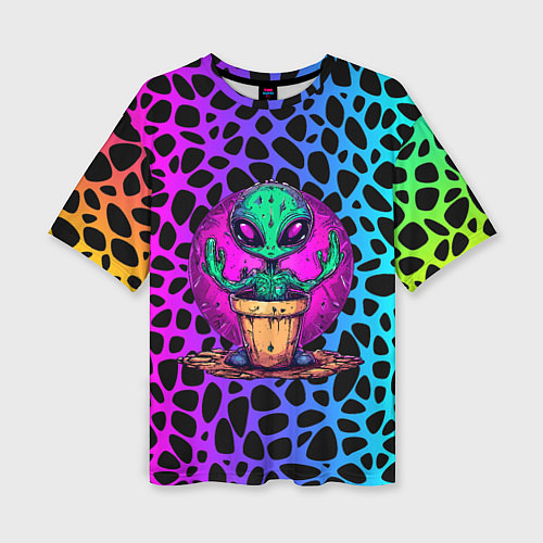 Женская футболка оверсайз Кактус инопланетянин / 3D-принт – фото 1