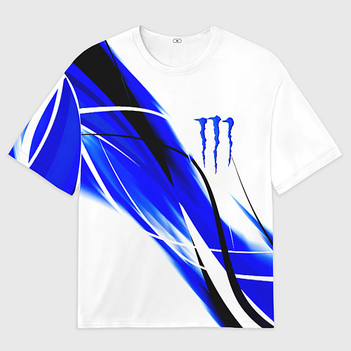 Женская футболка оверсайз Monster energy линии абстракции / 3D-принт – фото 1