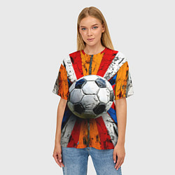 Футболка оверсайз женская Футбольный мяч в ярких линиях, цвет: 3D-принт — фото 2
