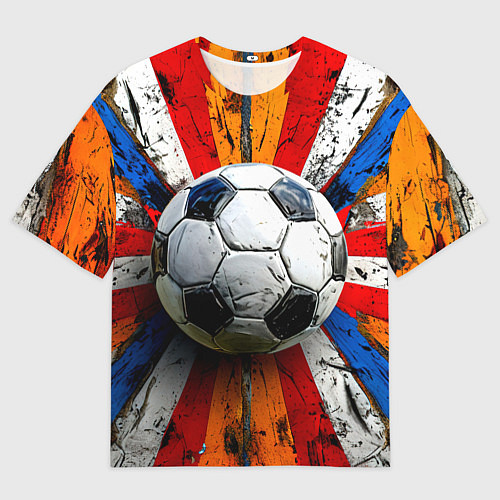 Женская футболка оверсайз Футбольный мяч в ярких линиях / 3D-принт – фото 1