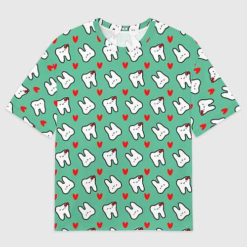 Женская футболка оверсайз Довольные зубы / 3D-принт – фото 1