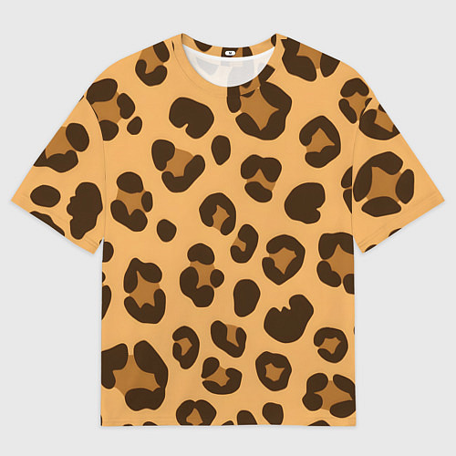 Женская футболка оверсайз Коричневые пятна леопарда / 3D-принт – фото 1