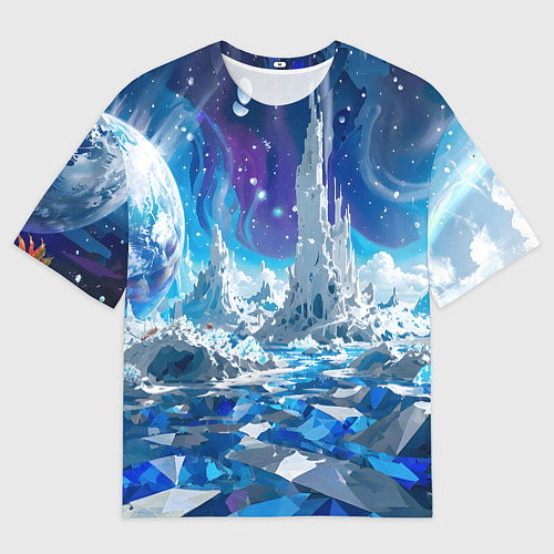 Женская футболка оверсайз Космический фантастический пейзаж / 3D-принт – фото 1