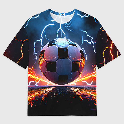 Женская футболка оверсайз Футбольный мяч в молниях / 3D-принт – фото 1