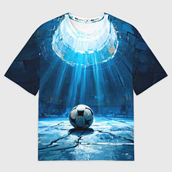 Футболка оверсайз женская Футбольный мяч в синем, цвет: 3D-принт
