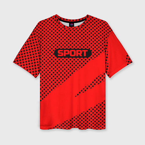 Женская футболка оверсайз Sport красно-чёрный текстурный / 3D-принт – фото 1