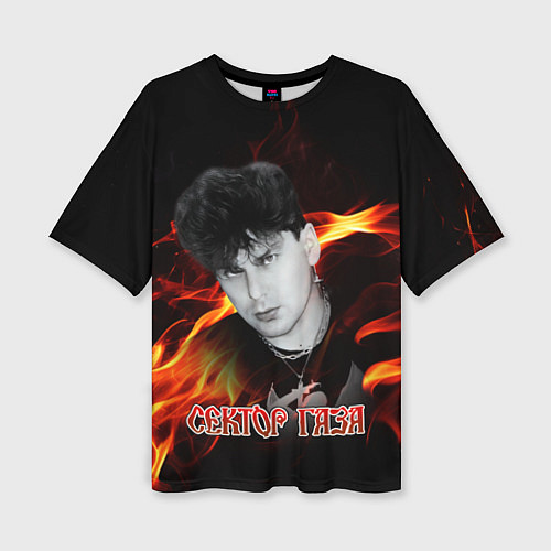 Женская футболка оверсайз Сектор газа фон огня / 3D-принт – фото 1