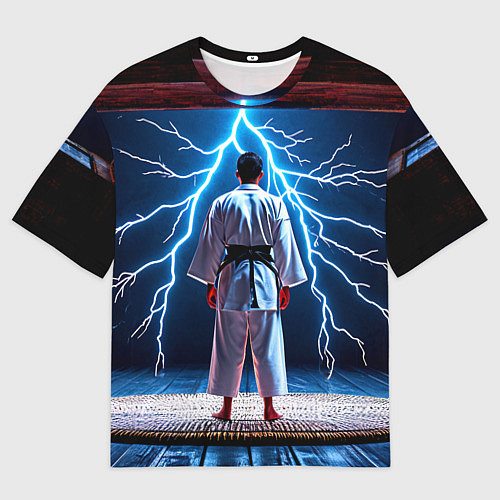 Женская футболка оверсайз Айкидоист и молния / 3D-принт – фото 1