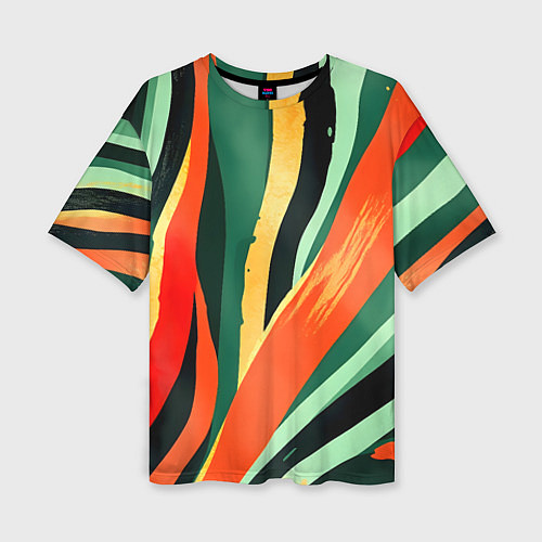 Женская футболка оверсайз Тропическая жаркая абстракция / 3D-принт – фото 1