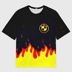 Футболка оверсайз женская BMW огненный, цвет: 3D-принт