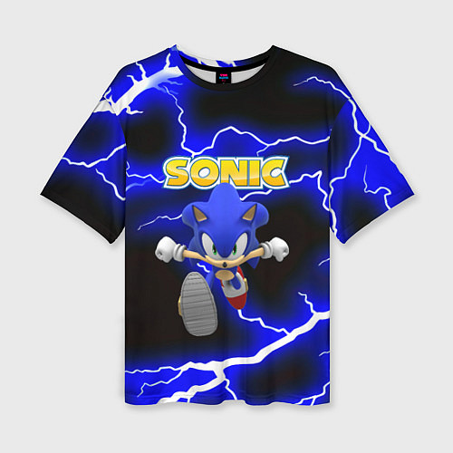 Женская футболка оверсайз Sonic storm electro / 3D-принт – фото 1