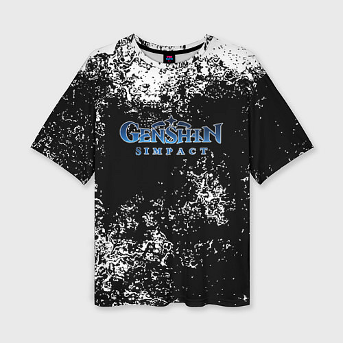 Женская футболка оверсайз Genshin Impact брызги красок / 3D-принт – фото 1