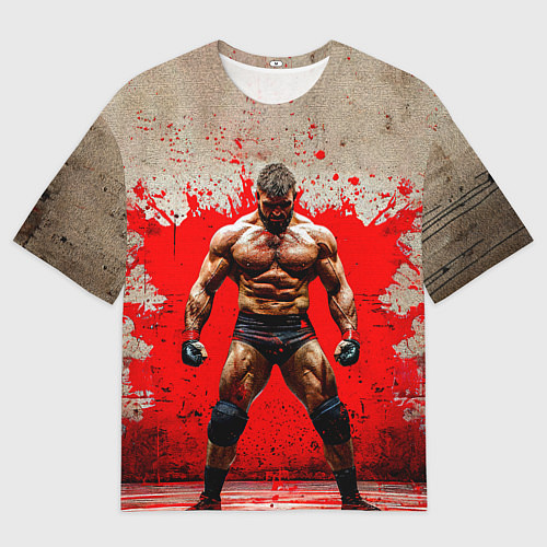 Женская футболка оверсайз Реслер на красном / 3D-принт – фото 1