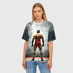 Футболка оверсайз женская Рестлер на синем, цвет: 3D-принт — фото 2