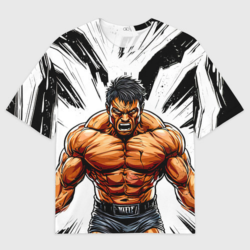 Женская футболка оверсайз Мощный реслер / 3D-принт – фото 1