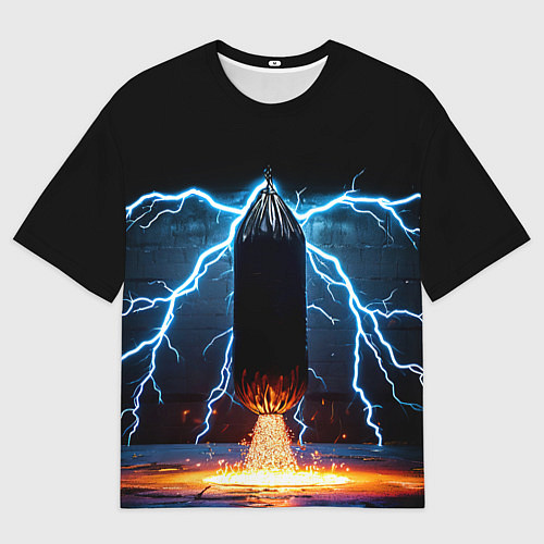 Женская футболка оверсайз Боксерская груша и молния / 3D-принт – фото 1