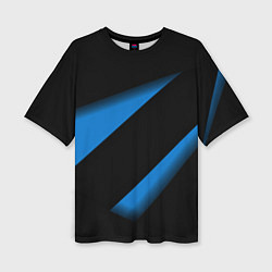 Женская футболка оверсайз Color blue black line