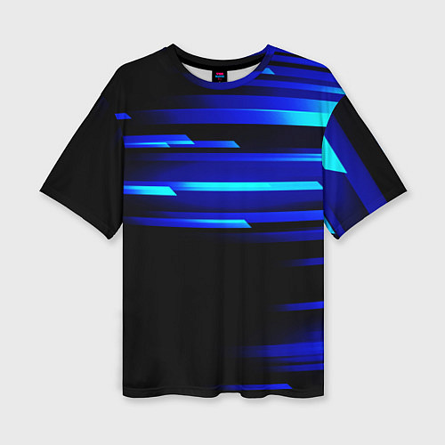 Женская футболка оверсайз Color blue black / 3D-принт – фото 1