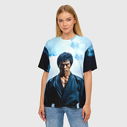 Футболка оверсайз женская Брюс Ли в дыму, цвет: 3D-принт — фото 2