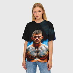 Футболка оверсайз женская Дастин Порье в дыму, цвет: 3D-принт — фото 2