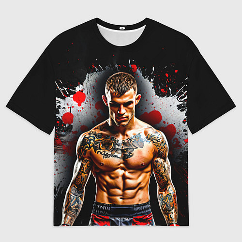 Женская футболка оверсайз Дастин Порье на черном / 3D-принт – фото 1