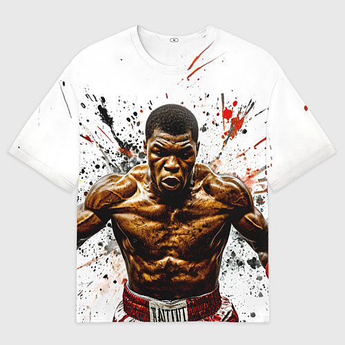 Женская футболка оверсайз Мухаммед Али на белом / 3D-принт – фото 1