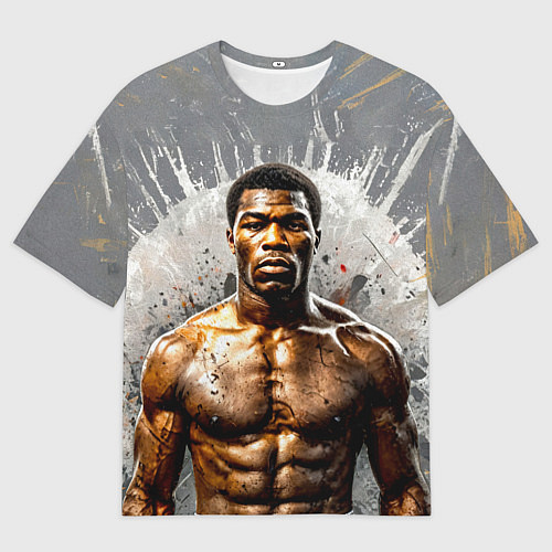 Женская футболка оверсайз Мухаммед Али на сером / 3D-принт – фото 1