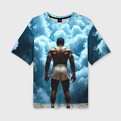 Футболка оверсайз женская Мухаммед Али в синем дыму, цвет: 3D-принт