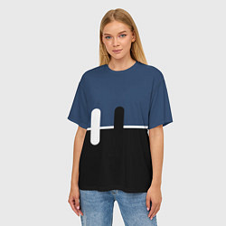 Футболка оверсайз женская Простая абстракция сине-чёрный с белым, цвет: 3D-принт — фото 2
