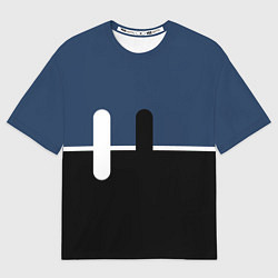 Футболка оверсайз женская Простая абстракция сине-чёрный с белым, цвет: 3D-принт