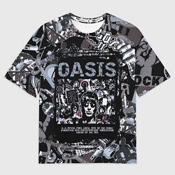 Женская футболка оверсайз Oasis на фоне гитар