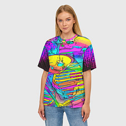 Футболка оверсайз женская Черепа неоновые краски, цвет: 3D-принт — фото 2