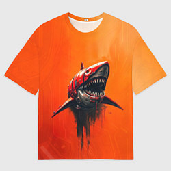Футболка оверсайз женская Кибернетическая акула, цвет: 3D-принт
